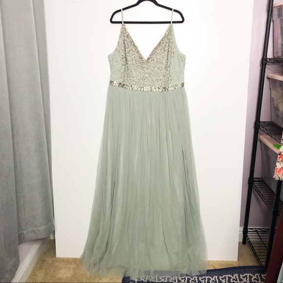 BHLDN Anthropologie Avery Beaded Tulle Gown Dress - Picture 3 of 9